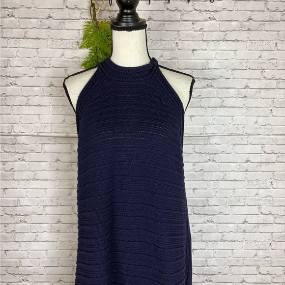 GAP Navy Blue Knit Crochet Halter Neckline Dress - Picture 2 of 5